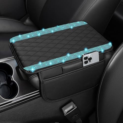 NBTEPEM Bling Car Center Console Cover, Leather Car Arm Rest - Product Imagery