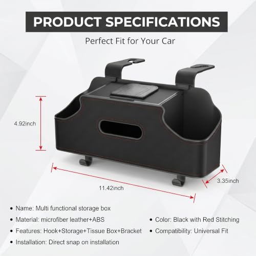 1 PC Car Seat Back Organizer, Multi-Function Tissue Storage Box - Product Imagery