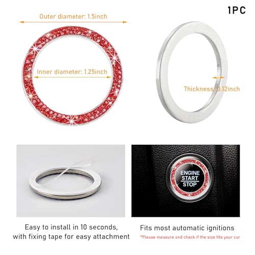 Kewucn Bling Crystal Double Rhinestone Car Engine Start - Product Imagery