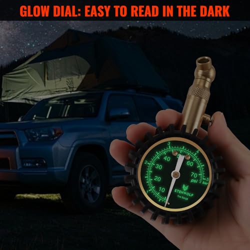 ETENWOLF Tire Pressure Gauge for Cars 0-75 PSI with Large Glow - Product Imagery