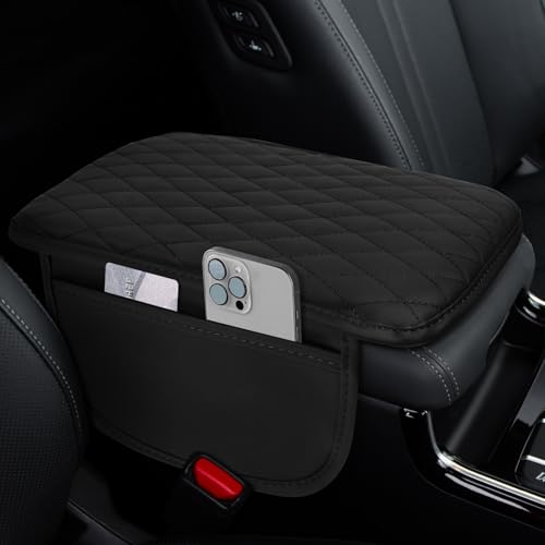 Car Center Console Cover, 12"×7.87" Armrest Cushion Pad (Black) - Product Imagery