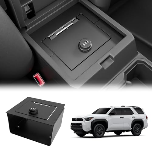 Center Console Safe Vault for Toyota 4Runner 2025 2026 (Black) - Product Imagery