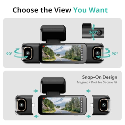 BOTSLAB 4 Channel 360° Dash Cam with Hardwire Kit, 128GB - Product Imagery
