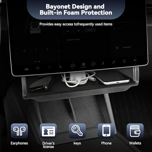 Hideable Under Screen Storage Organizer for Tesla Model Y & 3 - Product Imagery