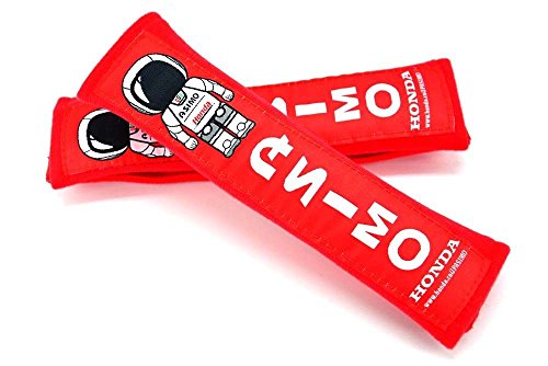 X2 JDM ASIMO RED with RED Embroidery Seat Belt Cover Shoulder - Product Imagery
