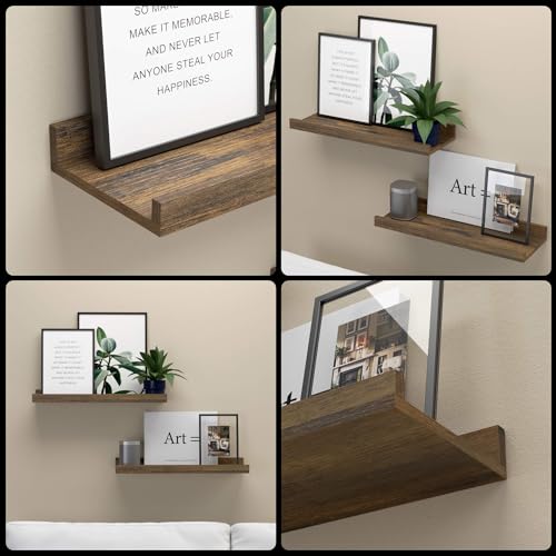 Boswillon Floating Shelves Set of 2, Small Wall Shelf with Lip, - Product Imagery