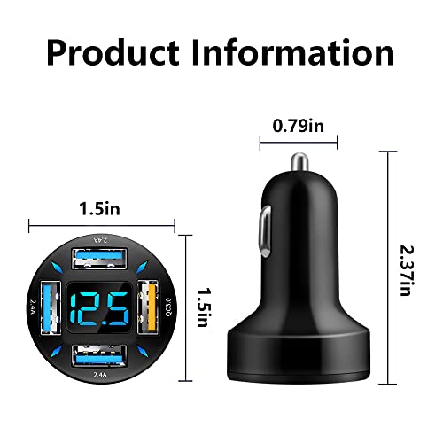 66W Fast USB Car Charger Fast Charge with Voltmeter LED Light - Product Imagery