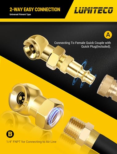 LUMITECO 2-Pack Ball Foot Air Chuck Set, 1/4" FNPT Closed Flow - Product Imagery