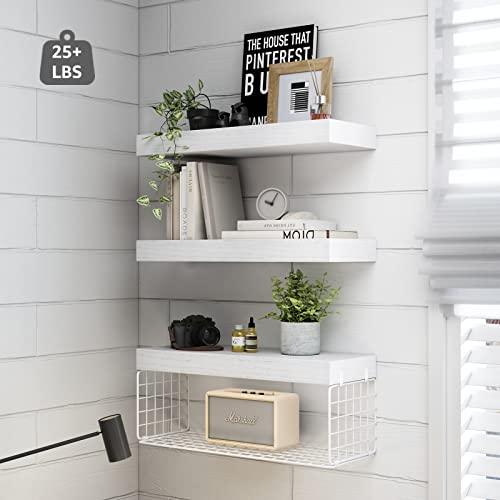 QEEIG Bathroom Shelves Over Toilet Wall Mounted (White, Set of - Product Imagery