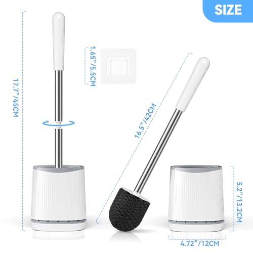 TRENTI Toilet Brush and Holder Set - Bristles Bowl Brush Head - Product Imagery