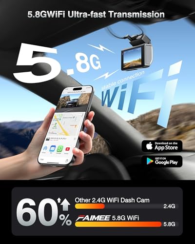 FAIMEE 4K Dash Cam Front and Rear, Night Vision, WDR, Free Card - Product Imagery