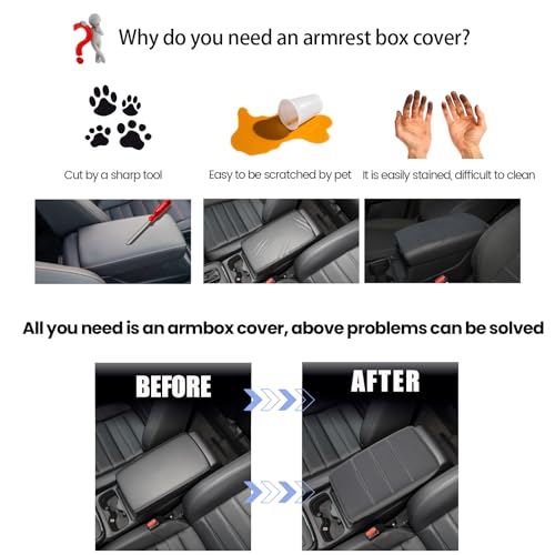 Armrest Cover for 2023-2026 Honda CRV Black with Grey Stitch - Product Imagery