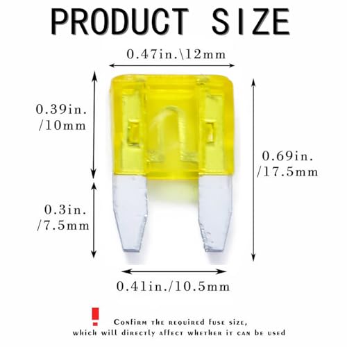 100 Pack Auto Fuses 20 AMP APM/ATM 32V Mini Blade Style Fuses - Product Imagery