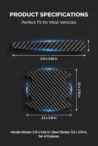 8 PCS Car Door Handle Scratch Protectors, Carbon Fiber Vehicle - Product Imagery