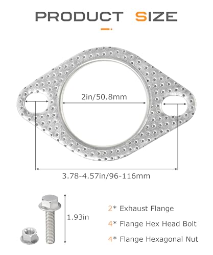 SCUARI 2PCS Exhaust Gasket,Car Accessories Exhaust Flange - Product Imagery