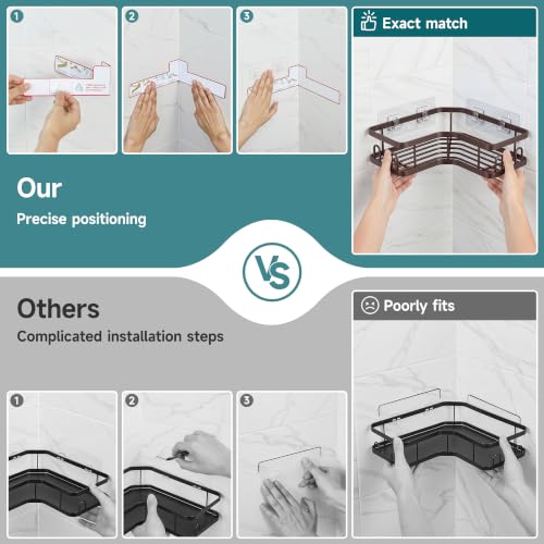 Veken Corner Shower Caddy 3-Pack, Advanced Rustproof - Product Imagery