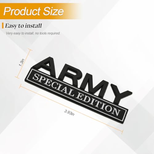 Army Special Edition Emblem, 2PCS 3D Letters Metal Strong - Product Imagery