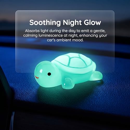 2PCS Cute Tortoise Car Dashboard Ornament, Luminous Mini Turtle - Product Imagery