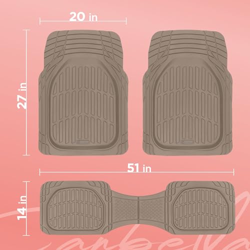 CARBELLA Heavy Duty Rubber 4-Piece Beige Car Floor Mats - - Product Imagery