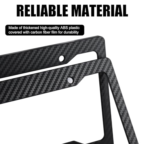 Alpmosn 2PCS Black Carbon Fiber License Plate Frames, Car Tag - Product Imagery