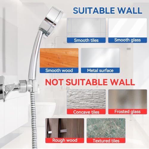 Adjustable Shower Head Holder, Bathroom Suction Cup Bracket for - Product Imagery