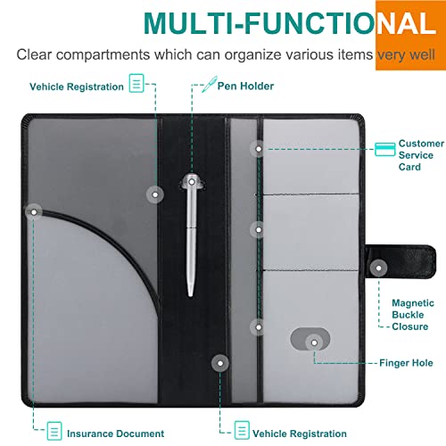 RSAquar Car Registration and Insurance Holder, Leather Car Glove - Product Imagery