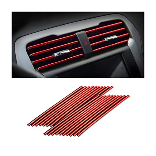 8sanlione 20PCS Waterproof Bendable Car Air Vent Trim Strips, Red - Product Imagery