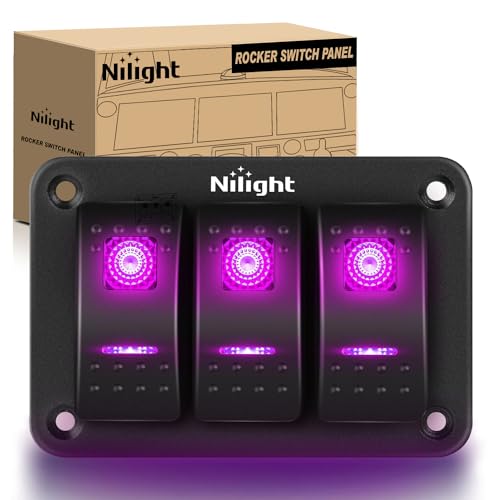 Nilight 3 Gang Aluminum Rocker Switch Panel Pre-Wired - Product Imagery