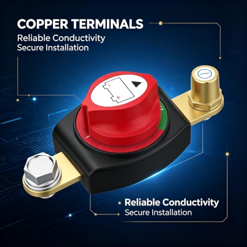 Side Post Battery Disconnect Switch,Heavy Duty Shut Off 12-48V - Product Imagery