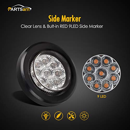 Partsam Pair 2" Clear/Red Flush Mount Mini-Reflex Side Marker - Product Imagery