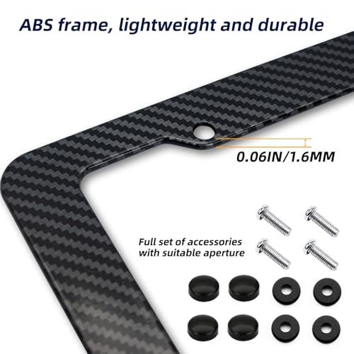 Carbon Fiber License Plate Frame, Glossy Waterproof Plastic - Product Imagery