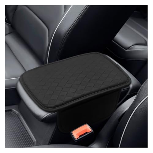 Leather Car Center Console Cover, Armrest Pad Accessory, Black - Product Imagery