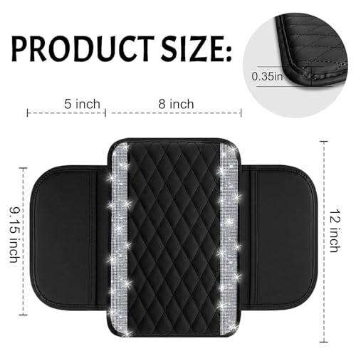 NBTEPEM Bling Car Center Console Cover, Leather Car Arm Rest - Product Imagery