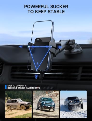 Wireless Car Charger 15W Auto Clamping Phone Holder Dash - Product Imagery