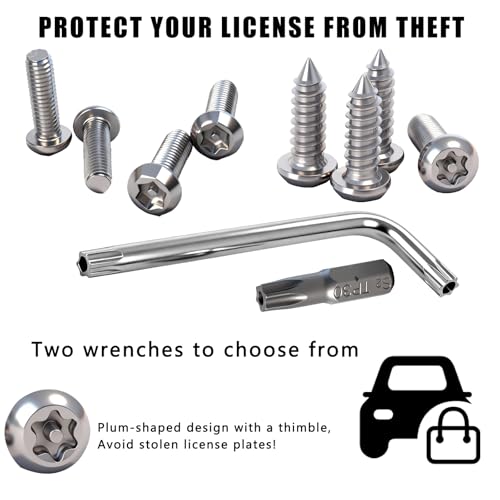 3rd-Gen Upgraded Anti Theft License Plate Screws Kit, Rustproof - Product Imagery
