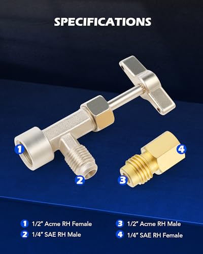 OMT R134a Self-Sealing Can Tap Valve with Tank Adapter and - Product Imagery