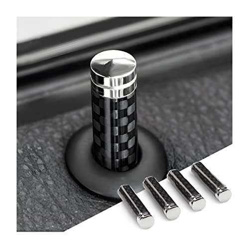 Moly Magnolia 4PCS Car Door Lock Knobs, Carbon Fiber Pin Cover, - Product Imagery