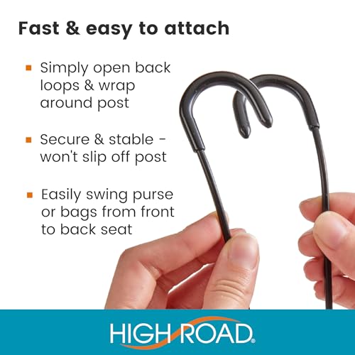 High Road Headrest Hooks for Car - Leather Car Hooks for Purses - Product Imagery