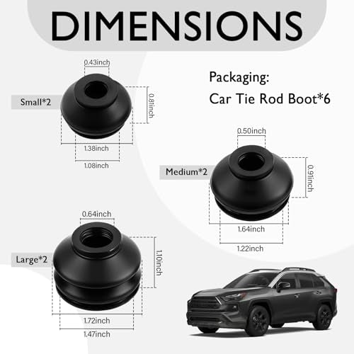 6PCS Ball Joint Boots Replacement,Rubber Tie Rod Boots Dust - Product Imagery