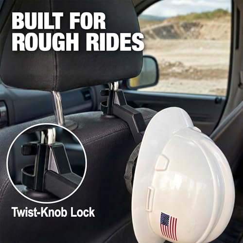 Hard Hat Holder for Truck Seat, Headrest Hook Hanger for Hardhat - Product Imagery