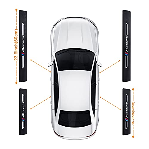 4PCS Carbon Fiber & Textured Leather Car Door Sill Protectors, - Product Imagery