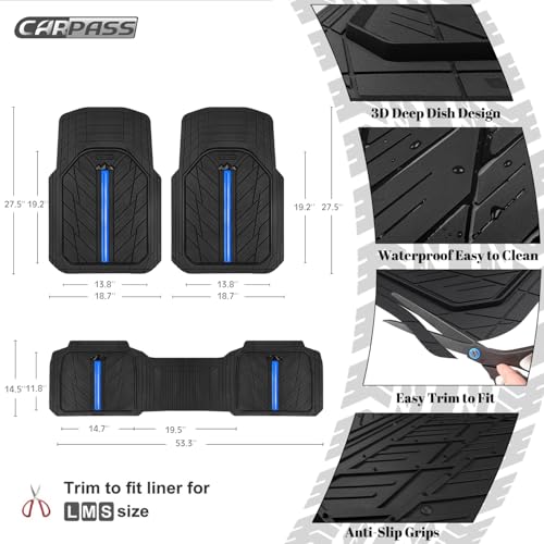 CAR PASS Rubber Floor Mats for Cars, Car Mats Full Sets - Product Imagery