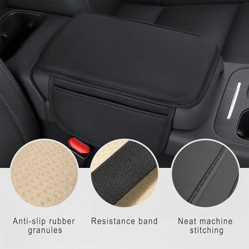 Car Center Console Cover, Leather Arm Rest Cover for Car with 2 - Product Imagery