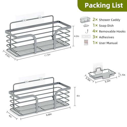 Yougai Dark Gray Shower Shelves, Bathroom Organizers and Storage - Product Imagery