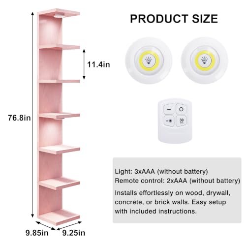 Fixwal 7 Tier Wall Shelf with LED Lights Lack Shelf for Room - Product Imagery