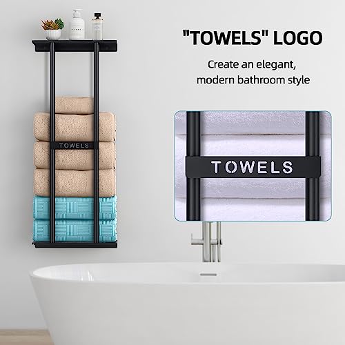STWWO Towel Racks for Bathroom, Bathroom Towel Storage Wall - Product Imagery