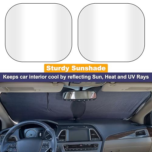 EcoNour 2 Piece Foldable Car Windshield Sun Shade, UV & Heat - Product Imagery