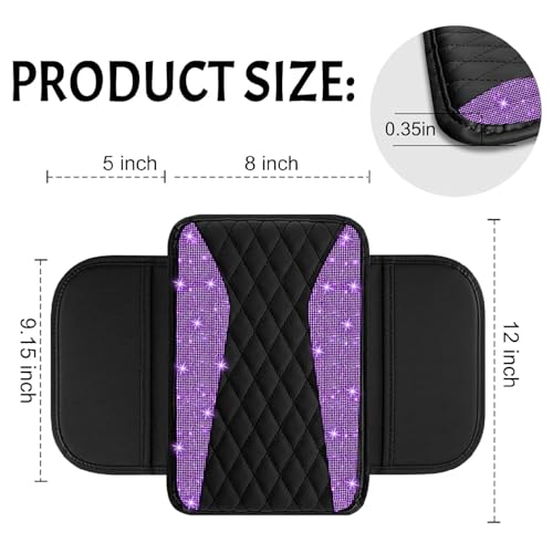 NBTEPEM Bling Purple Car Center Console Cover, Leather Middle - Product Imagery