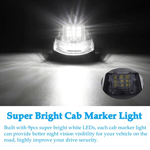 5PCS 9LED Cab Marker Lights Clear Lens Amber Top Roof Clearance - Product Imagery