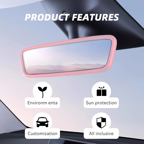 Car Rear View Mirror Protector Frame, Silicone Auto Rearview - Product Imagery